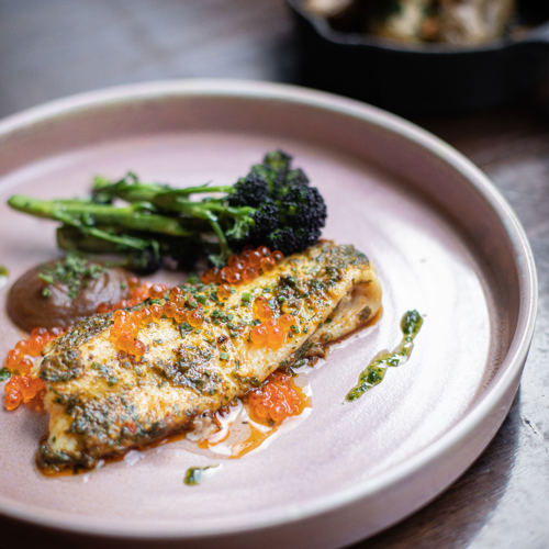 Pembroke Hotel Kilkenny Menu - Fish with Roe and Broccoli