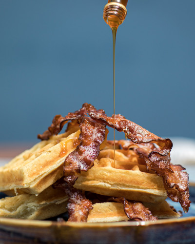 Award Winning Breakfast Kilkenny - Waffles with Bacon and Honey