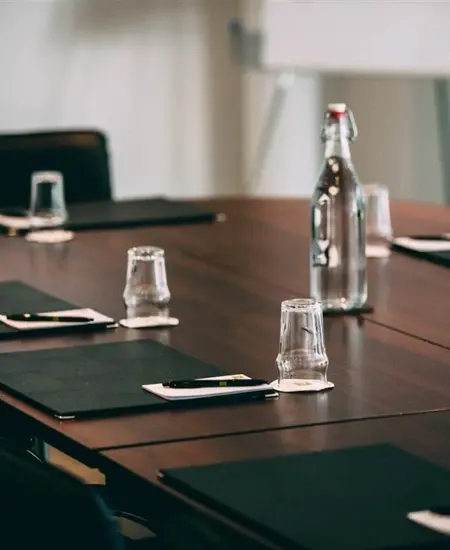Corporate Event Venue Kilkenny - Boardroom with Water Bottles